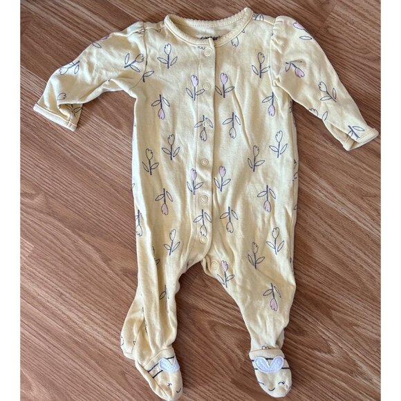 Baby Footed Pajamas 0-3M Floral Tied Dye Animal Prints Zip & Snap - Picture 9 of 14